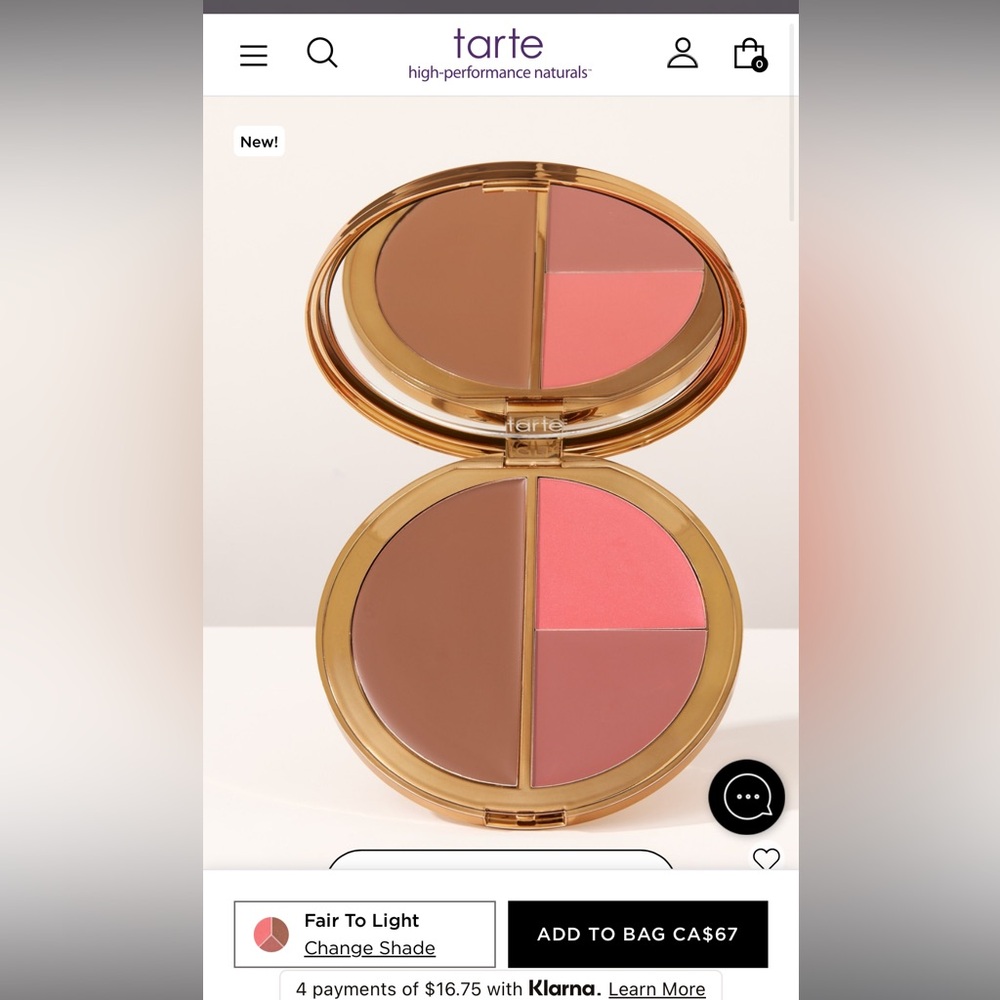 Brand new tarte parkave princess cream cheek palette fair to light